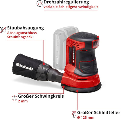 Einhell Akku Exzenterschleifer TE-RS 18 Li Solo Power X-Change (Lithium Ionen, 18 V, Schleifteller-Ø