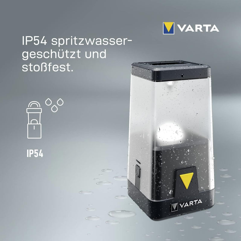 VARTA Campinglampe LED wiederaufladbar & batteriebetrieben, Outdoor Ambiance L30RH Camping Laterne,