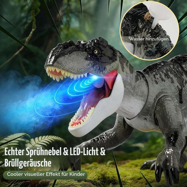 LEAPRCSTORE Ferngesteuertes Dinosaurier Spielzeug für Kinder mit Sprühen | Lichtern und Brüllen, Ele