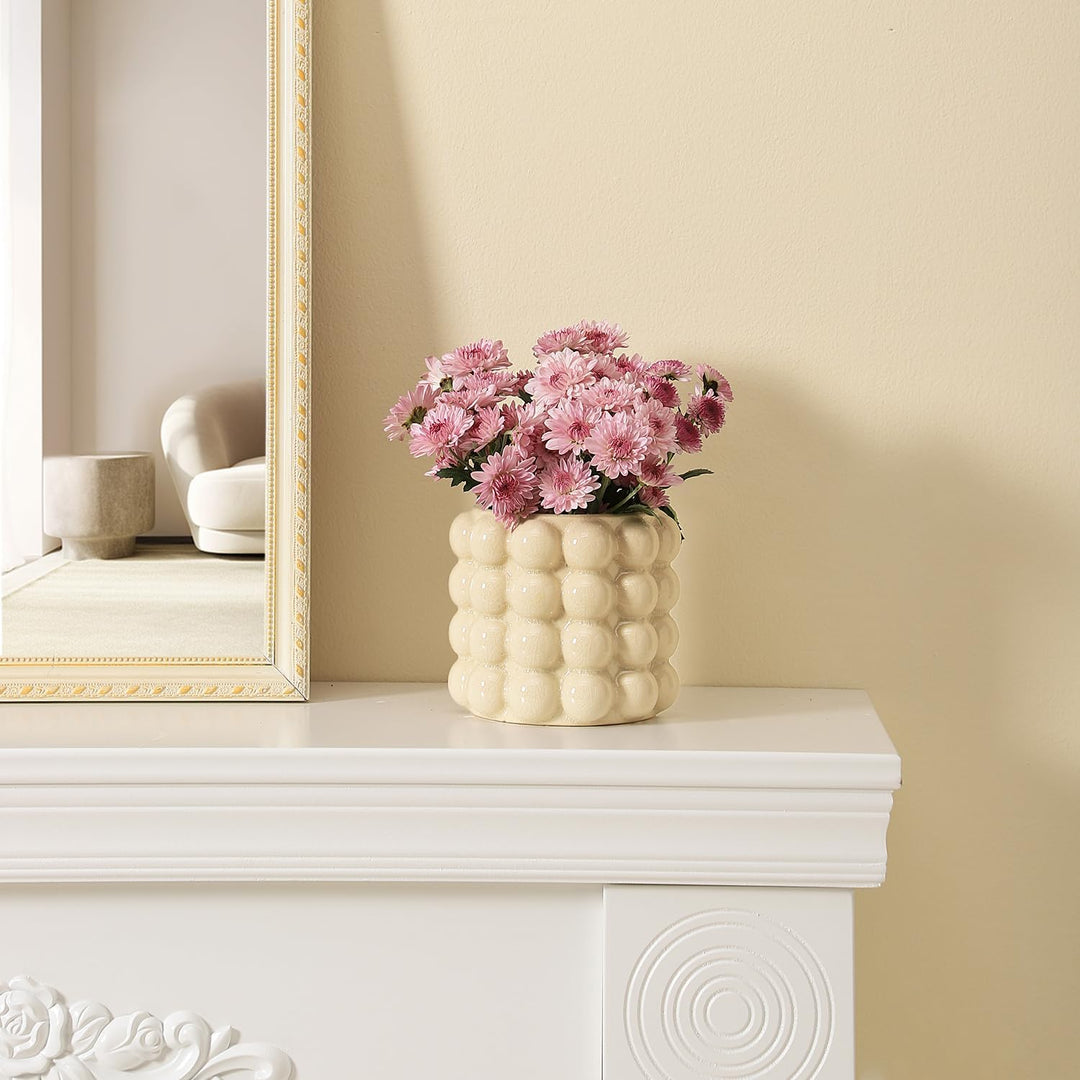 YANWE1 Bubble Vase Kleine Vase Weiss Keramik Vase Boho Vase Keramik Blumenvase Vase für Dekor Dekora