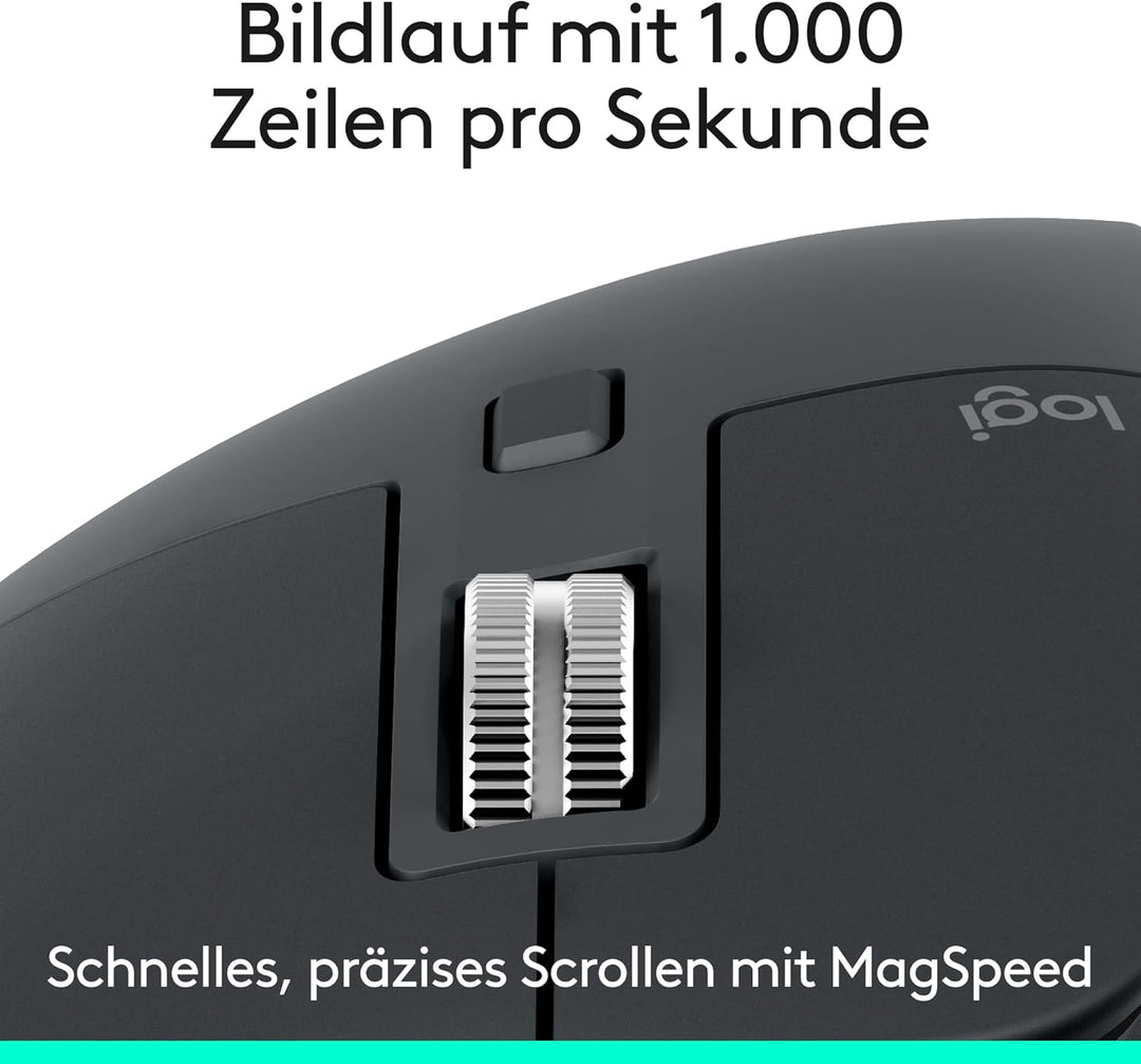 Logitech MX Master 3S – kabellose Performance-Maus mit ultraschnellem Scrollen, ergonomisch, 8K DPI,
