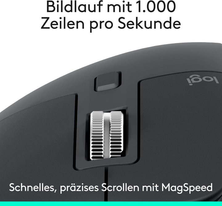 Logitech MX Master 3S – kabellose Performance-Maus mit ultraschnellem Scrollen, ergonomisch, 8K DPI,