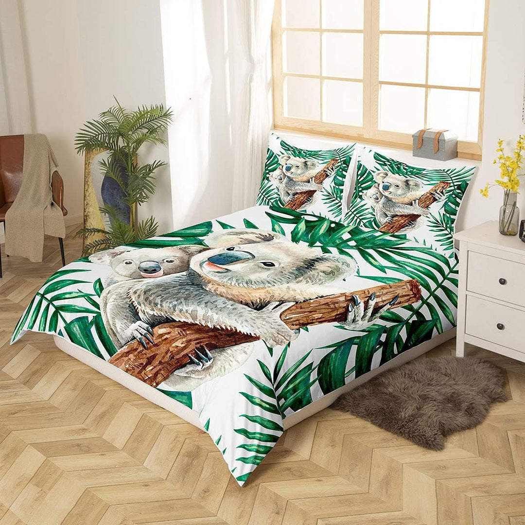 Homewish Koala Bettbezug Palme Bettwäsche Set Karikatur Tierwelt Tier Trösterbezug 155x220 für Kinde
