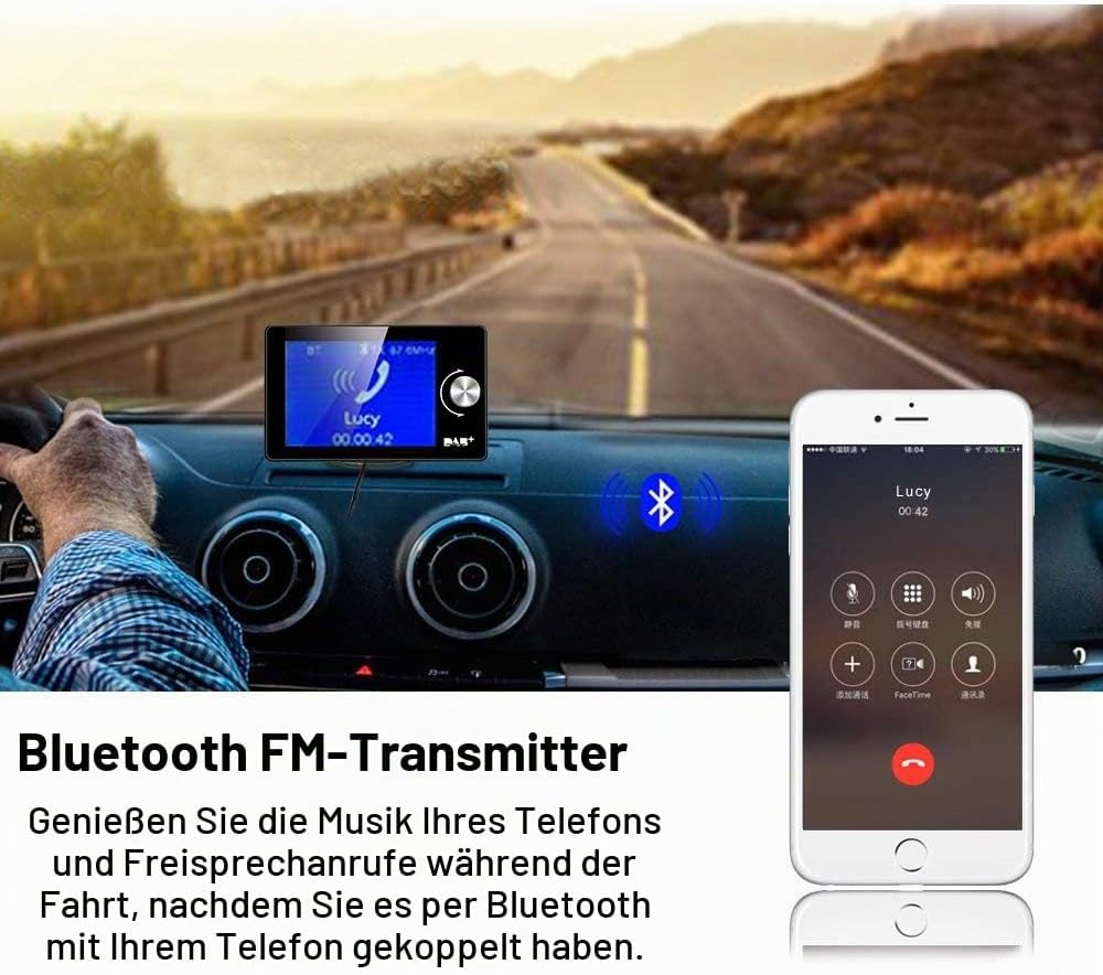 EZoneTronics 2,8"Buntes Display Auto DAB+Radio-Adapter, tragbares DAB-Digitalradio Bluetooth FM-Send