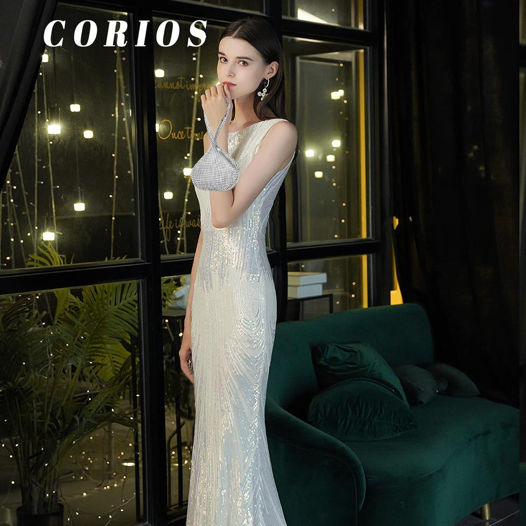 CORIOS Dreieckige Abendtasche Damen Unterarmtasche Shiny Strass Handtasche Diamant Clutch Bag Klein