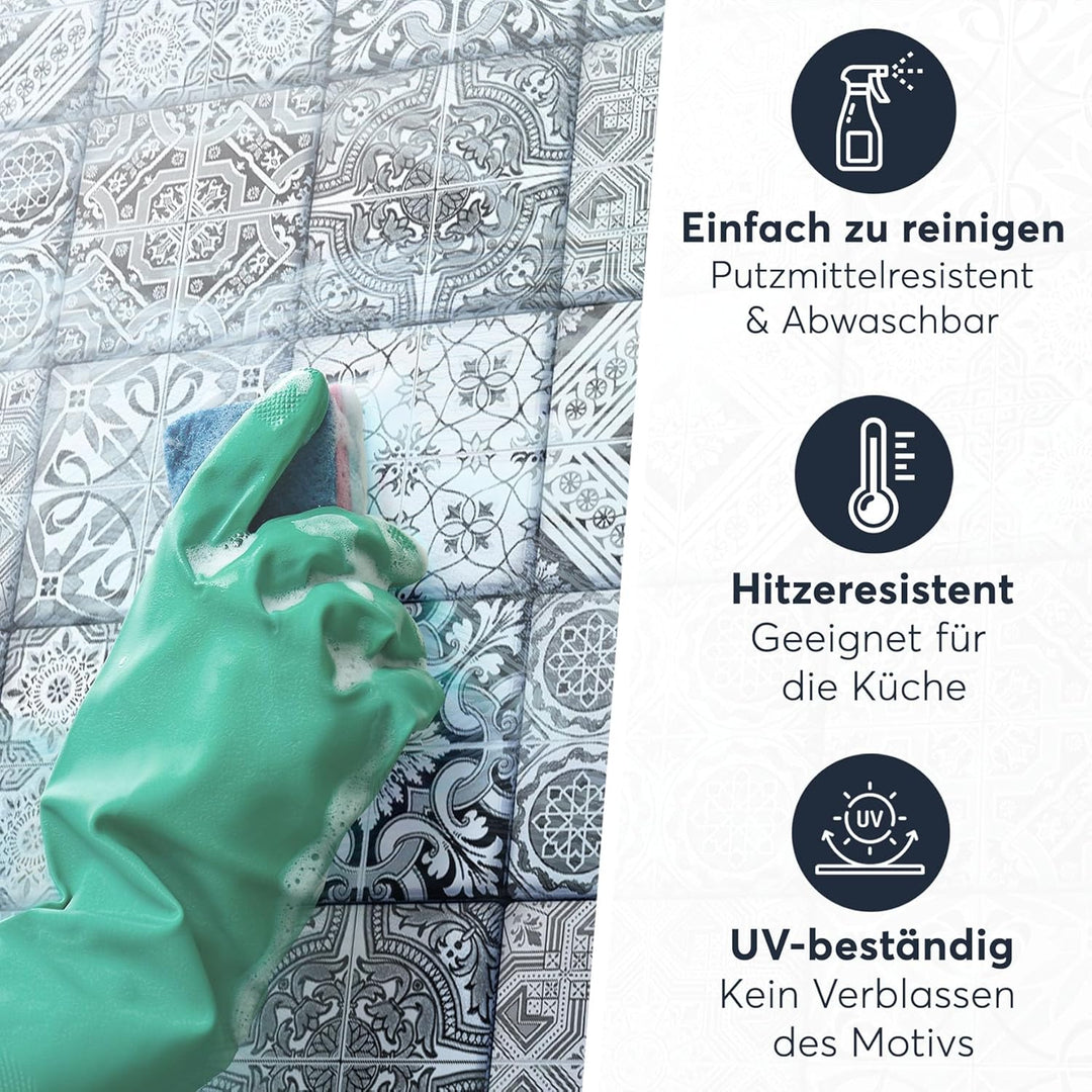 40 Stück Fliesenfolie für Küche und Bad 10x10 cm - Klebefliesen, Mosaikfliesen - selbstklebende Flie