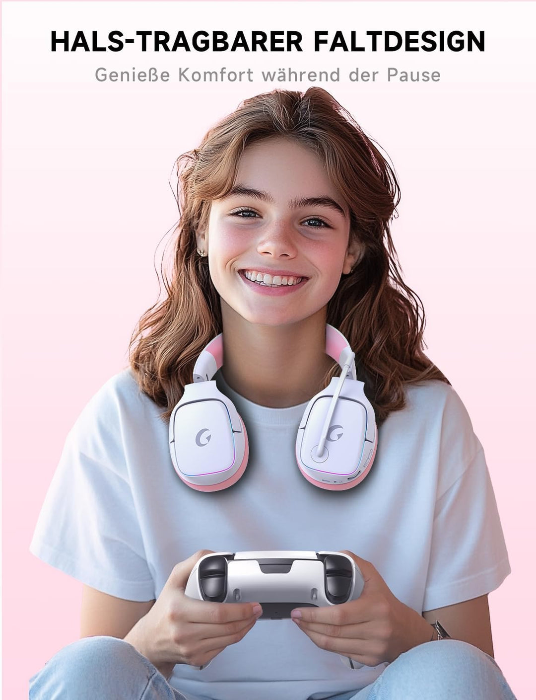 PS5 Headset Wireless, Gaming Headset für PS5, PS4, PC, Switch, Kopfhörer Kabellos Bluetooth 5.3, 2.4