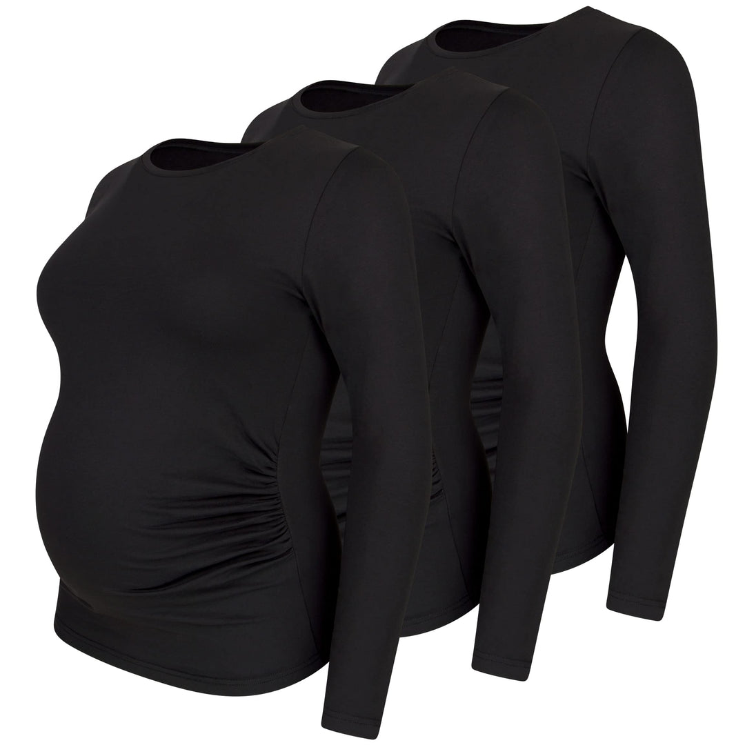 M.M.C. Umstandsshirt 3er Set unifarben Umstandsmode Schwangerschaft Schwangerschaftsshirt, Langarm