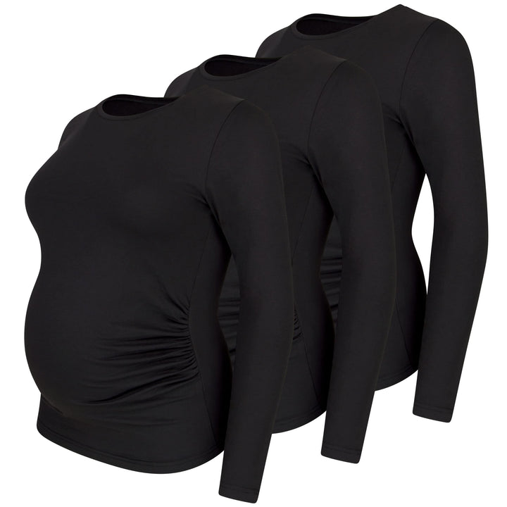 M.M.C. Umstandsshirt 3er Set unifarben Umstandsmode Schwangerschaft Schwangerschaftsshirt, Langarm