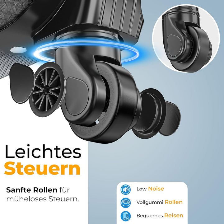 KESSER® Reisekoffer Set 4-teilig | Trolley Kofferset Stoffkoffer mit 3-Ziffern-TSA-Schloss, 360° Rol