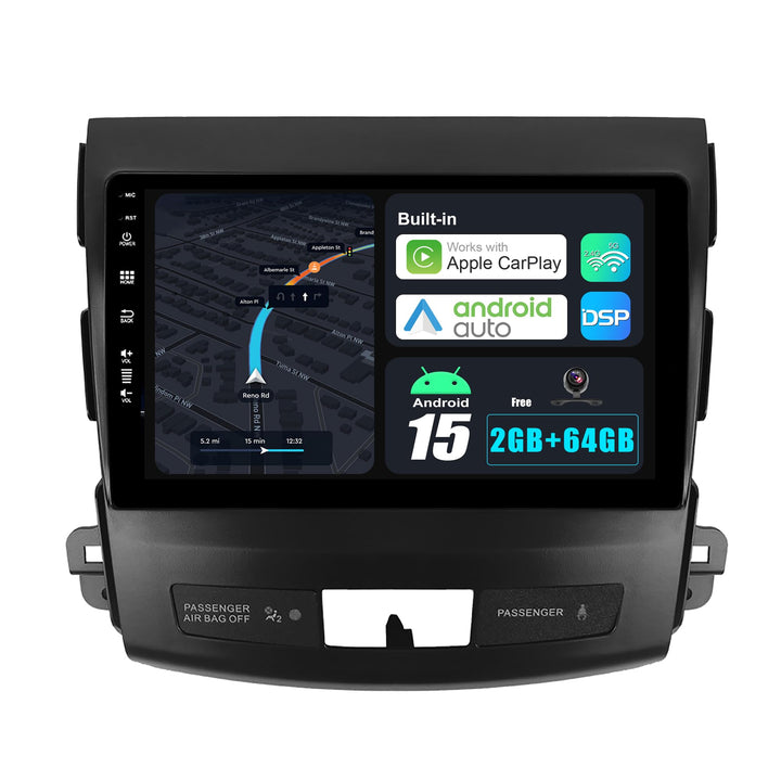 JOYX Android 15 Autoradio Passt für Mitsubishi Outlander (2008-2015) - 2G+64G - Eingebaut DSP/Carpla