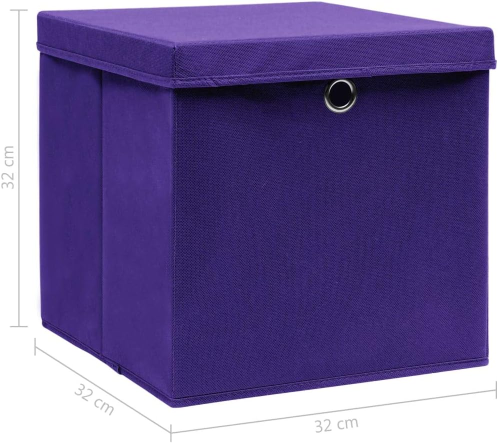 WIFESE 4 Stück Aufbewahrungsbox Mit Deckel 32X32X32 cm Faltbox Mit Fingerloch Storage Boxes Faltbare