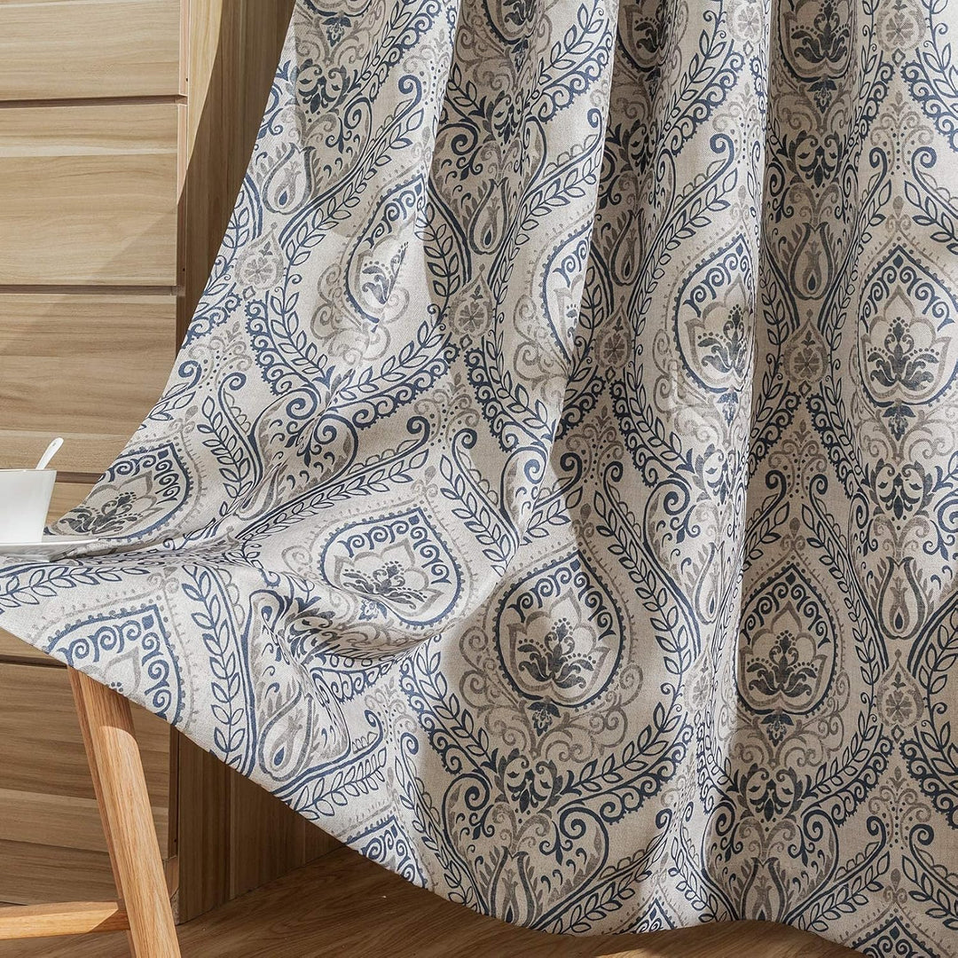 TOPICK Vorhänge Verdunkelungsvorhang Blumen 2 Stück H175xB130 Blau Blumen Muster Blau H175 x B130 cm