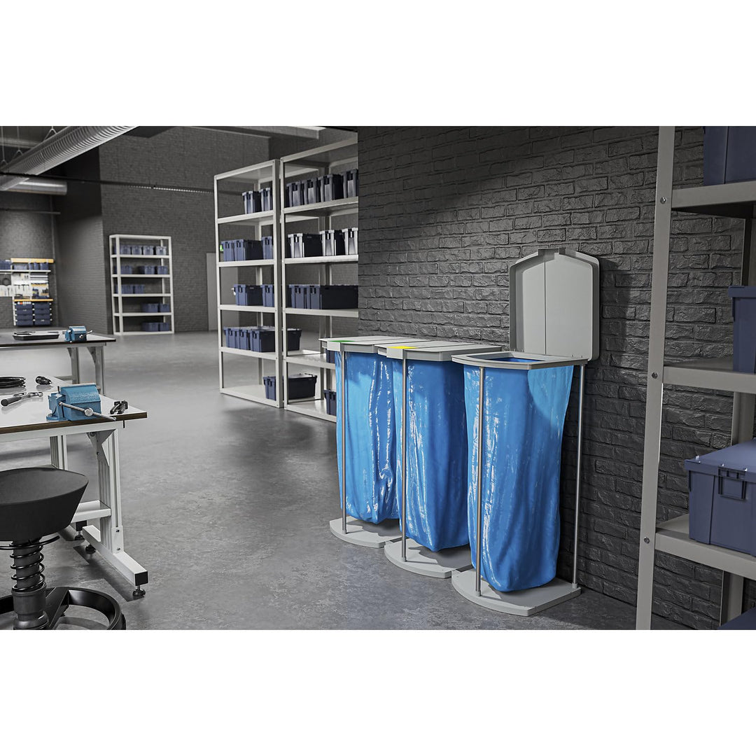 Hailo | Müllsackständer mit 250 Blauen Wertstoffsäcken | ProfiLine MSS XXXL | 2 x 120 l | HxBxT 1000