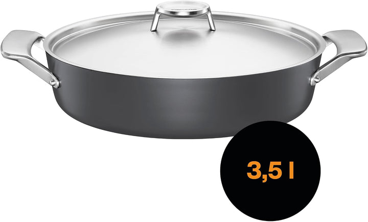 Fiskars Taiten Aluminium-Bräter mit Deckel, 28 cm, Antihaftbeschichteter Schmortopf aus 100% recycel