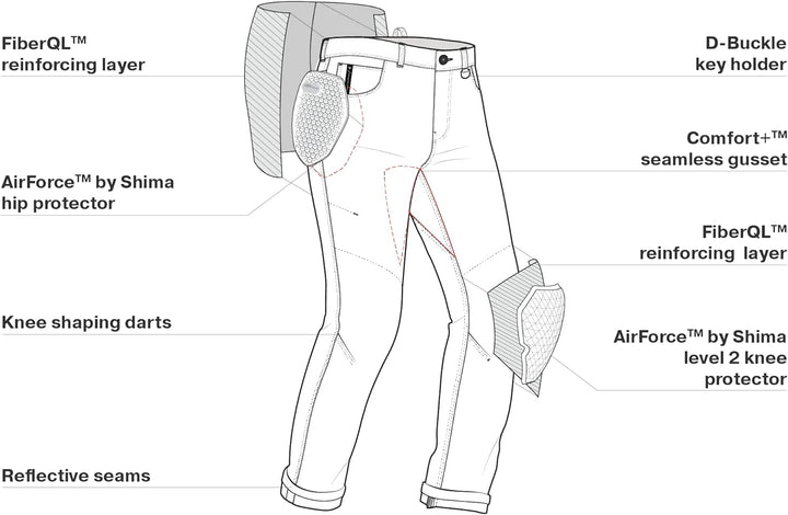 SHIMA DEVON Motorradjeans - Belüftete Elastische Slim Fit Biker Motorradhose mit FiberQL-Verstärkung