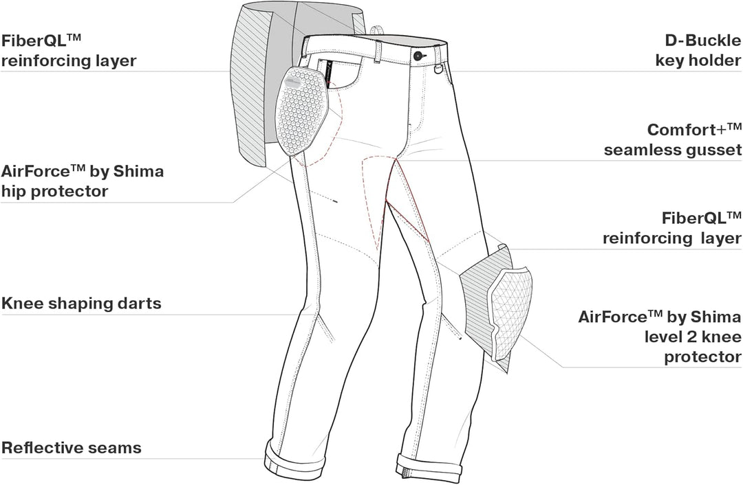 SHIMA DEVON Motorradjeans - Belüftete Elastische Slim Fit Biker Motorradhose mit FiberQL-Verstärkung