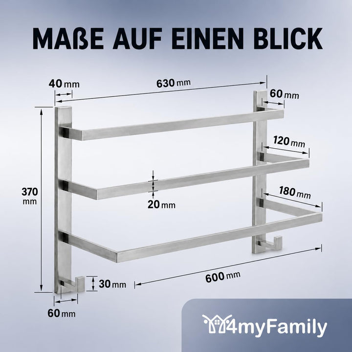 Premium Handtuchhalter ohne Bohren für das Bad | Keine Bakterienbildung | Schrauben verdeckt durch W
