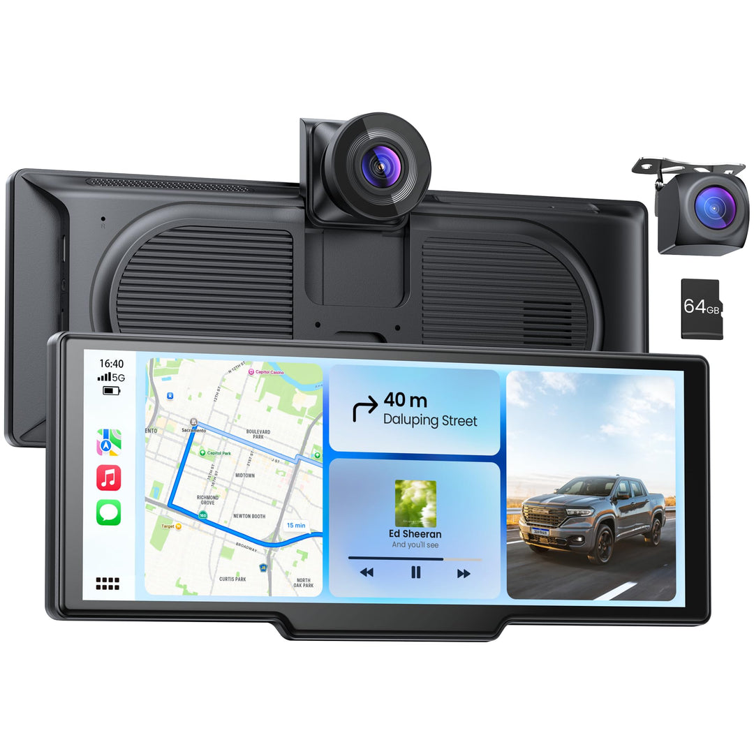 9,26" Tragbarer CarPlay Display für Apple CarPlay &amp; Android Auto mit 4K-Dashcam &amp; HD-Rückfahrkamera,