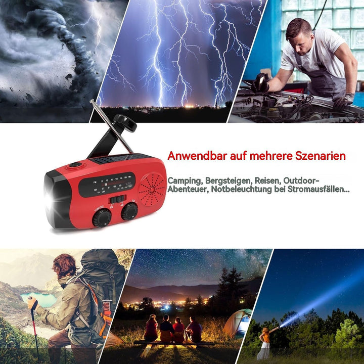 Aufziehbares Solarradio, Notfallradio, tragbares Solar-Notfallradio.2000 mAh wiederaufladbare Powerb