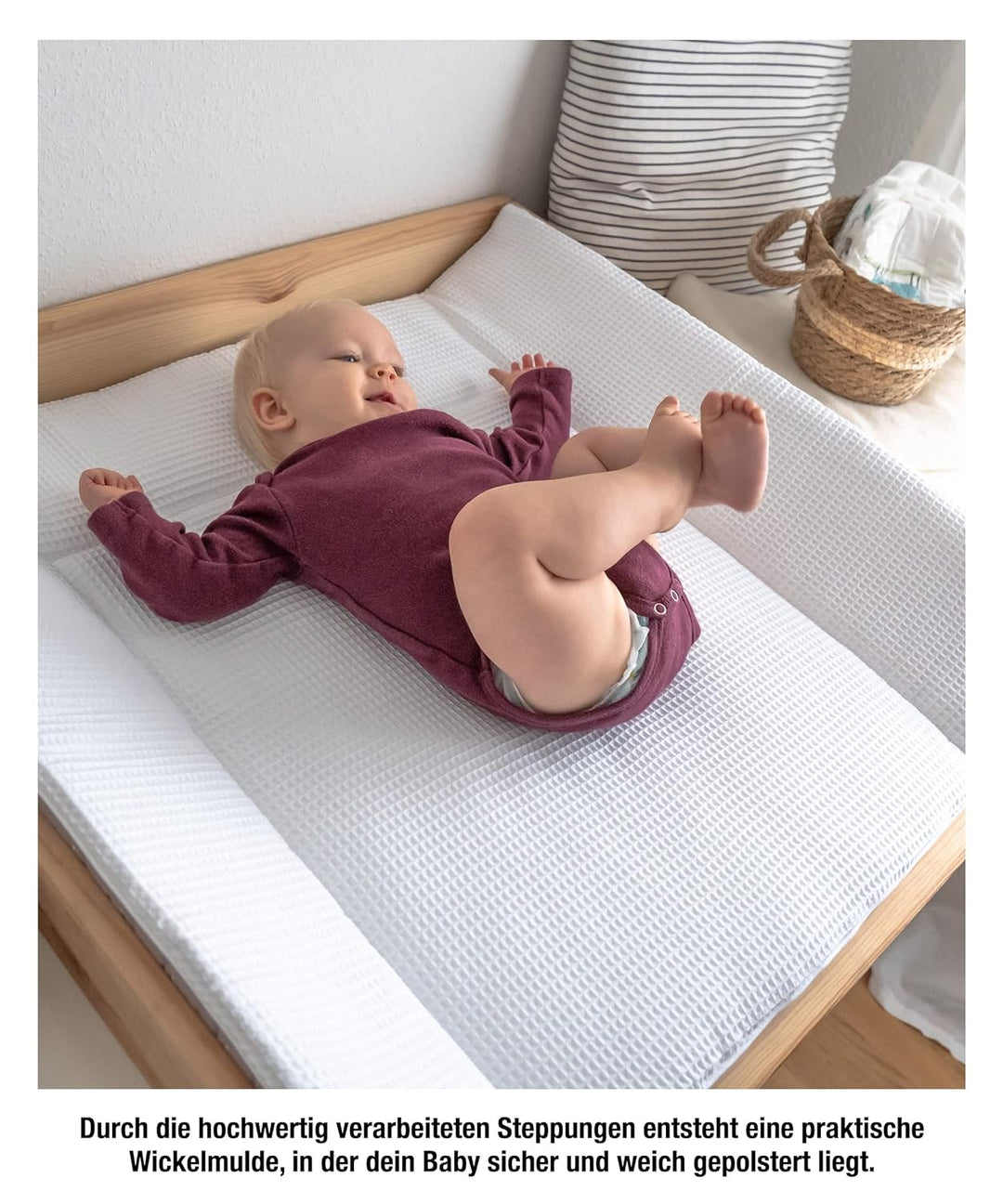 Ehrenkind® Wickelauflage 85x75 cm | Waschbar + 100% Bio-Baumwolle Bezug | Wickelunterlage | Wickelti