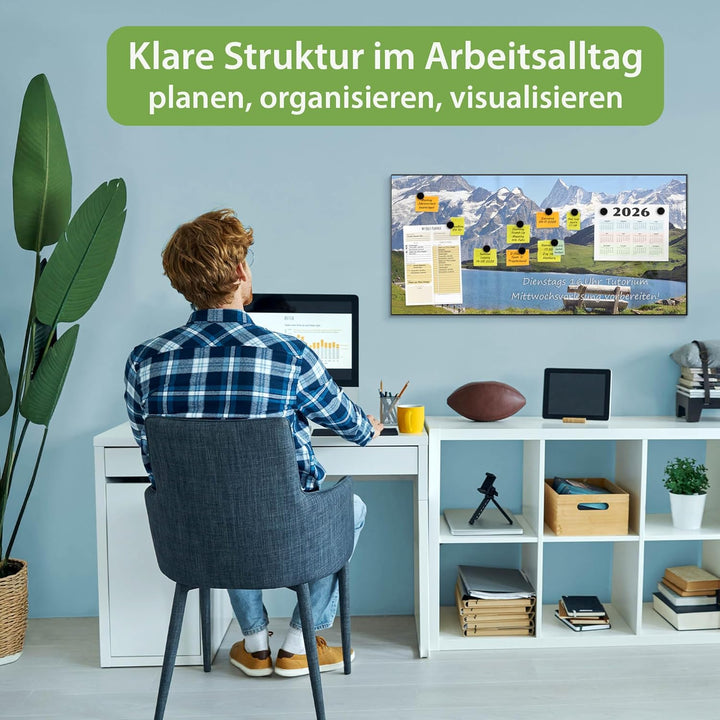 banjado Magnettafel schwarz 78 x 37cm / Magnetwand Metall/Magnetpinnwand als Memoboard/Pinnwand Magn