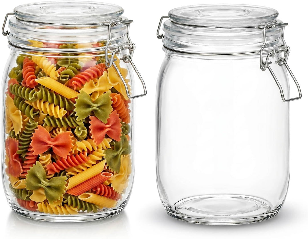 COM-FOUR® 2x Einmachglas mit Bügelverschluss - Vorratsgläser mit Gummiring - Vorratsglas luftdicht -