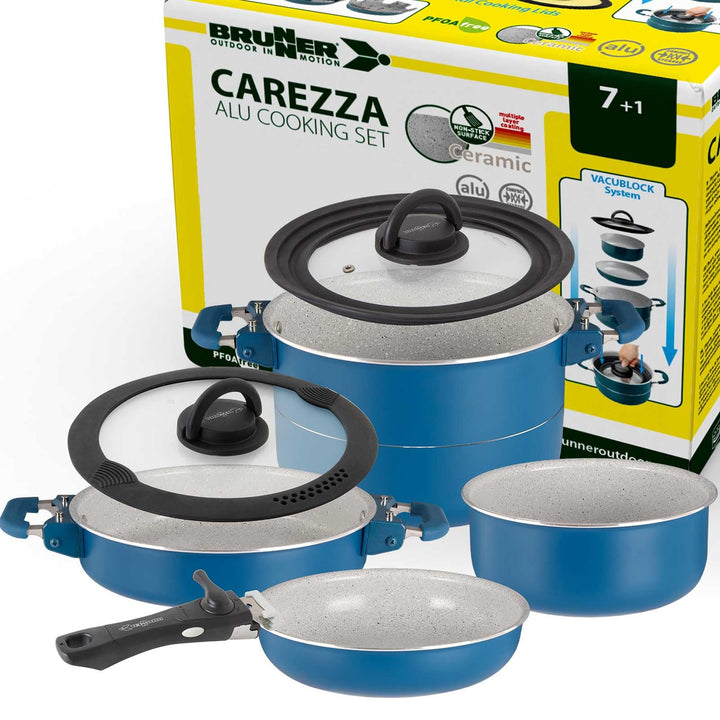 BRUNNER Camping Kochgeschirr-Set Keramik (Töpfe und Pfannen) – ø 20, 22 oder 24-cm Carezza NG - 2 bi