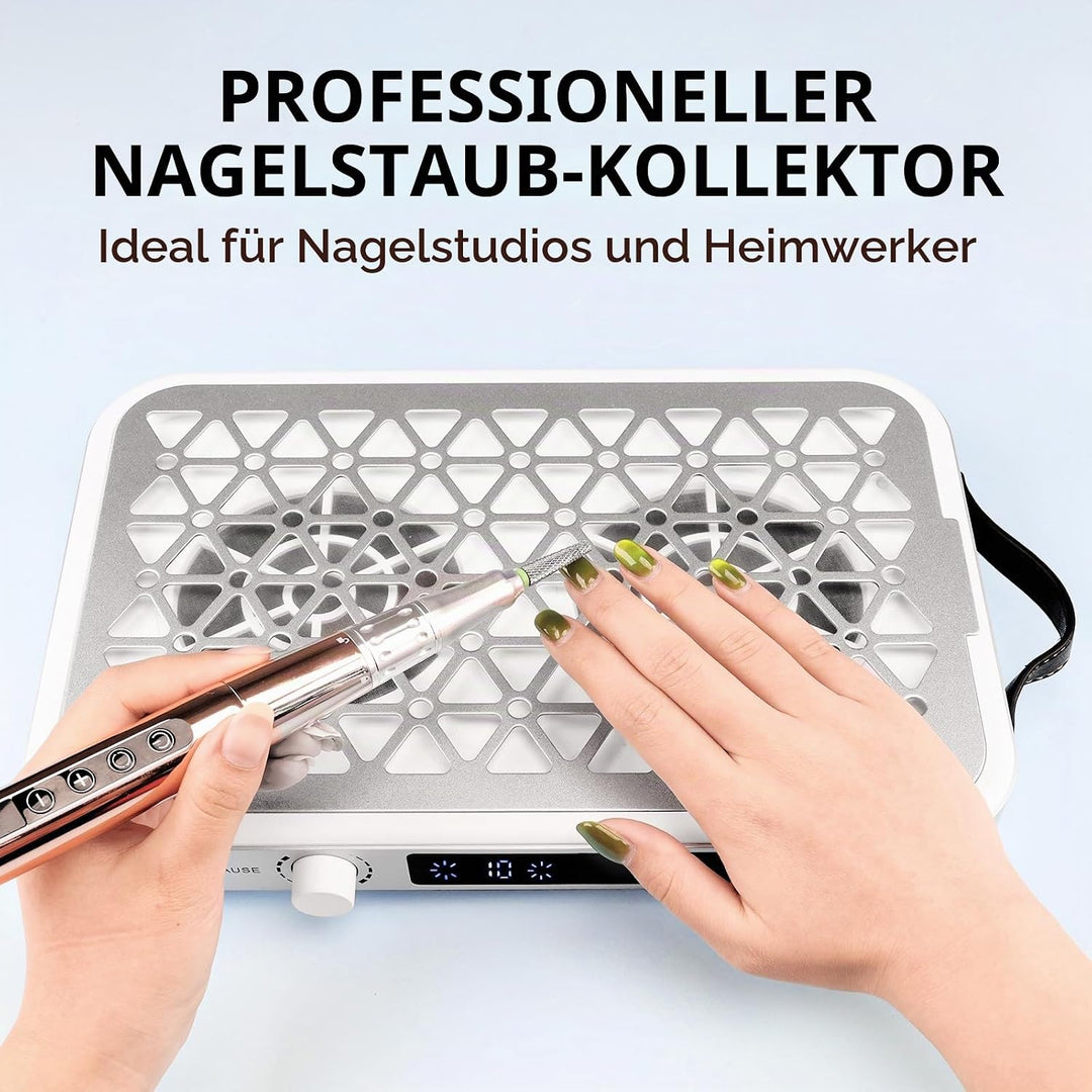 Staubabsaugung für Nägel，Professionelle Nagelstaubsauger mit 30PCS Filterpads，1600PA tragbar, 10 Ges