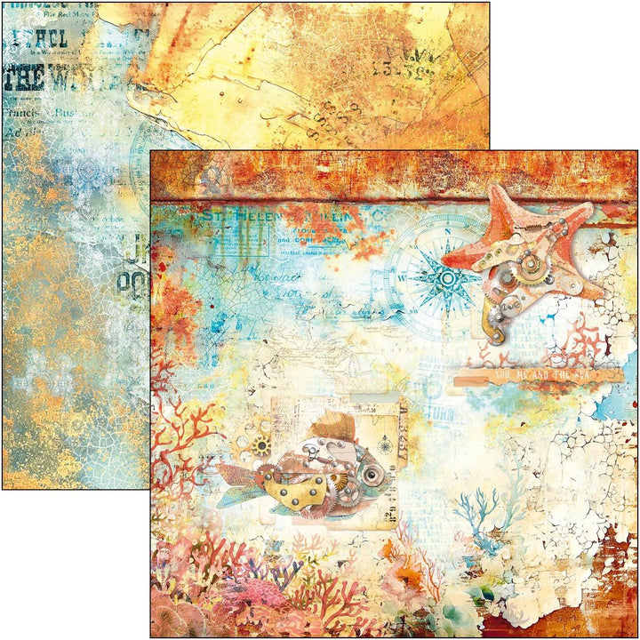 Ciao Bella Scrapbook-Papier Coral Reef, 30,5 x 30,5 cm, 12 Blatt, 190 g/m2, Bastelpapier für Hobbys