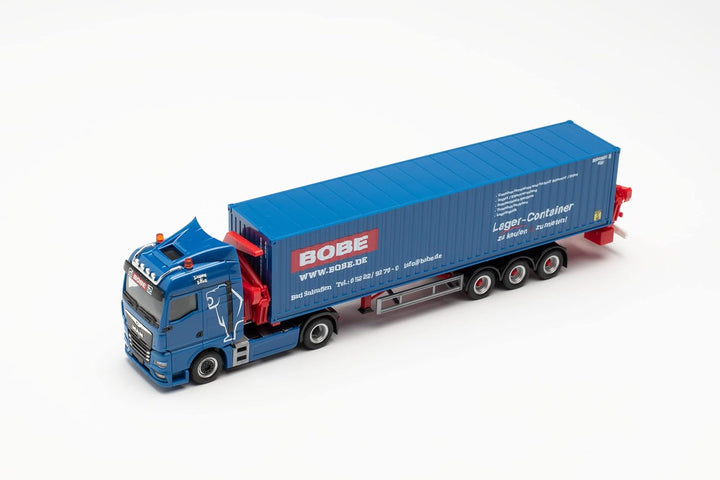 Herpa LKW Modell Man TGX GM Container-Seitenlader „Bobe Spedition“, originalgetreu im Massstab 1:87,