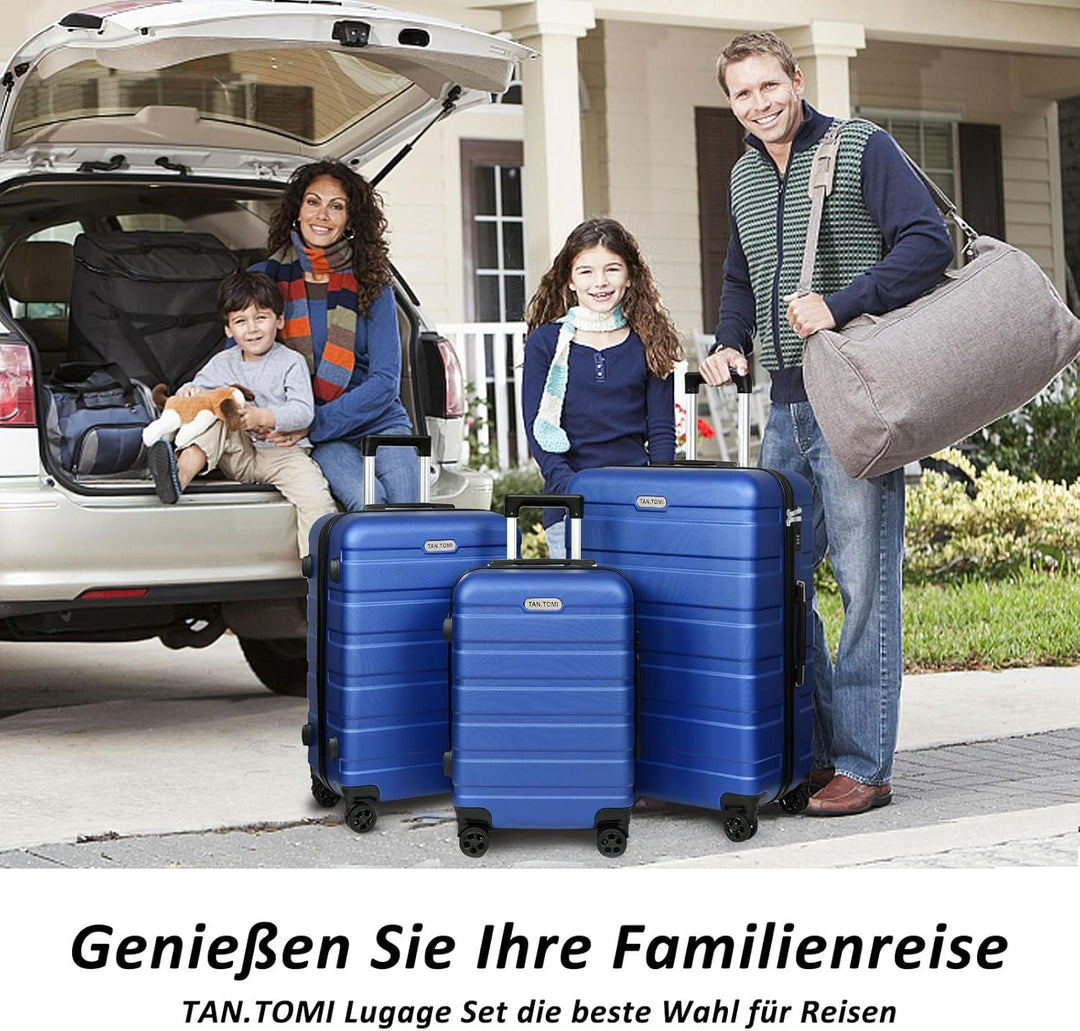 TANTOMI Kofferset 3-teilig, ABS Hartschalenkoffer Set, Reisekoffer Set mit Rollen, Gepäck-Sets (20/2