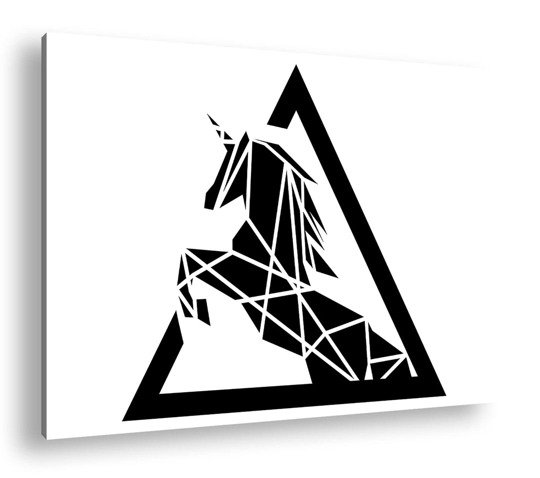 deyoli Polygone Einhorn Logo Format: 80x60 als Leinwandbild, Motiv fertig gerahmt auf Echtholzrahmen
