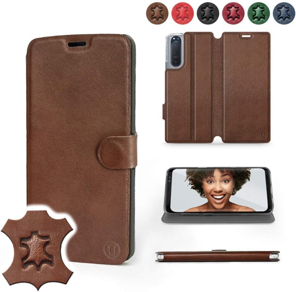 Mobiwear | Echt Lederhülle | Kompatibel mit Sony Xperia 5 II, Made in EU handyhülle, Slim Leather Ca