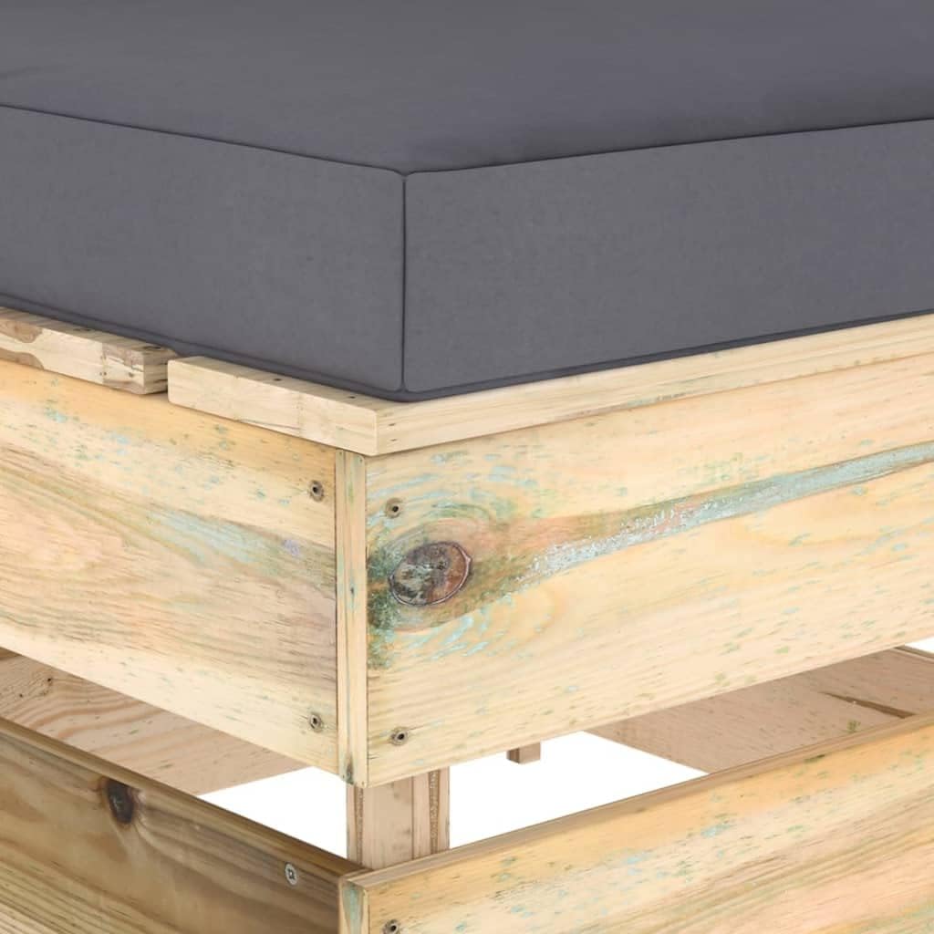 vidaXL Holz Grün Imprägniert Modulares Mittelsofa mit Kissen Palettendesign Sofa Lounge Gartensofa G