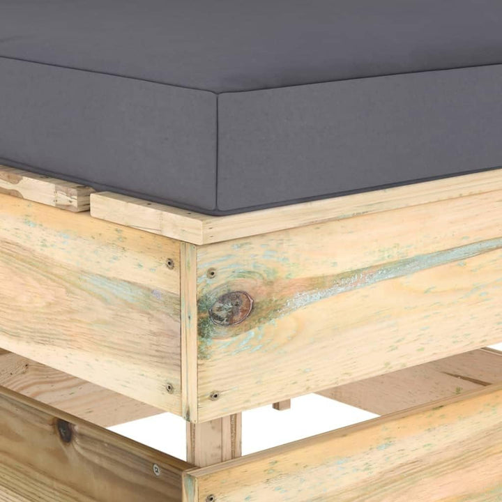 vidaXL Holz Grün Imprägniert Modulares Mittelsofa mit Kissen Palettendesign Sofa Lounge Gartensofa G