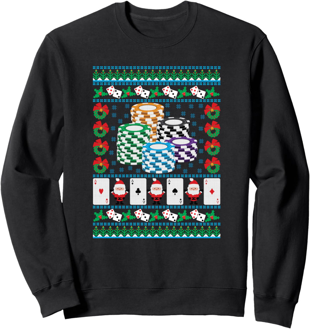 Poker Gifts Ugly Christmas Holiday Texas Hold Em Gambling Sweatshirt