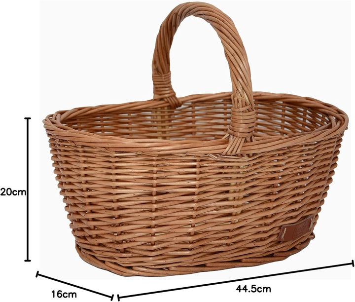 UNUS Weidenkorb Picknickkorb Einkaufskorb Henkelkorb 36x16x26cm(LxHxB) braun Braun mittel, Braun mit