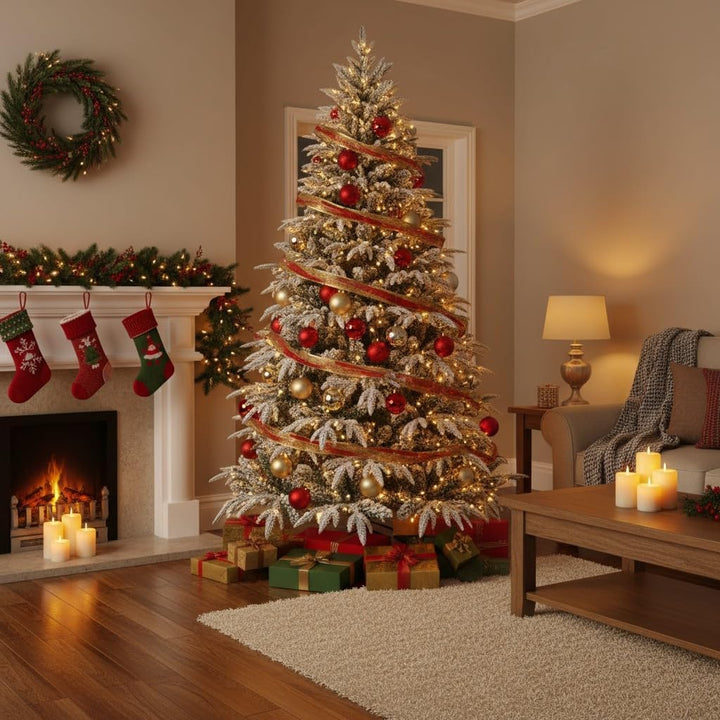 4ft/1.2m Künstlicher Weihnachtsbaum Lappland Tanne - Schnee beflockt Grün 332 PE/PVC Zweigspitzen, k