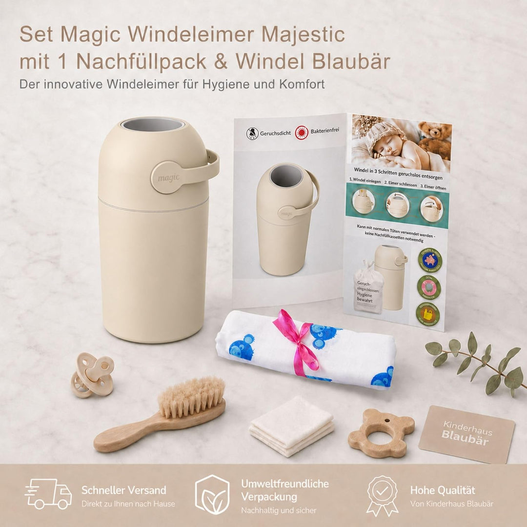 Set Magic Windeleimer Majestic &amp; Windel Blaubär | Kinderhaus Blaubär: Diaper Keeper 12L mit Geruchss