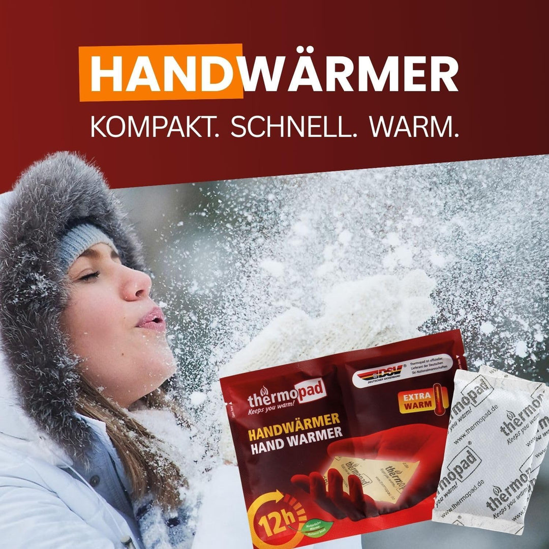 THERMOPAD Handwärmer – DAS ORIGINAL: 20 Paar Wärmepads für 12 Stunden Wärme I 50% weniger Plastik I