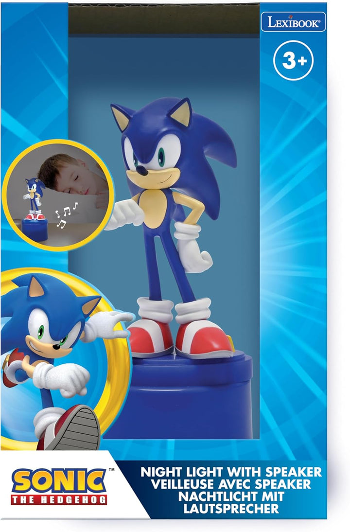 Lexibook, SEGA Sonic The Hedgehog, Nachtlicht mit Lautsprecher, Weiches Licht, Batteriebetrieben, Bl