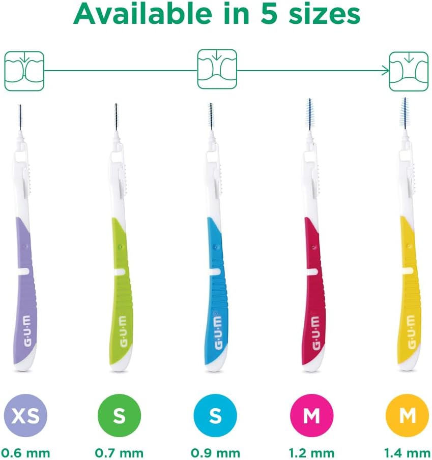 GUM BI-DIRECTION Zwei-Winkel-System Interdentalbürsten | 90 Grad Positionierung | Zahnreinigung und