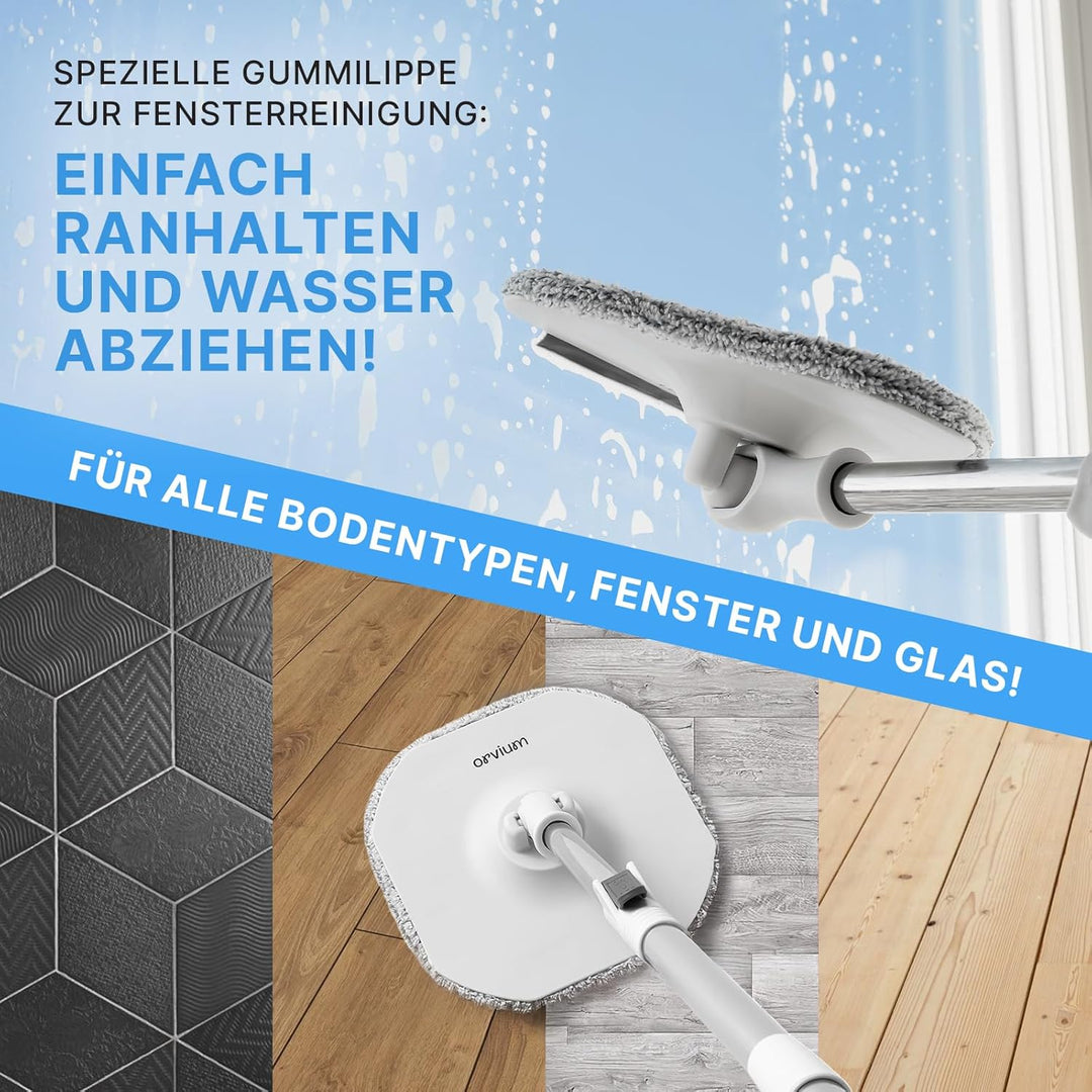 Wischmopp Set mit Eimer [2-Kammer-System mit 4 Mikrofaser Pads] Mop Wischmopp Bodenwischer | Wischer
