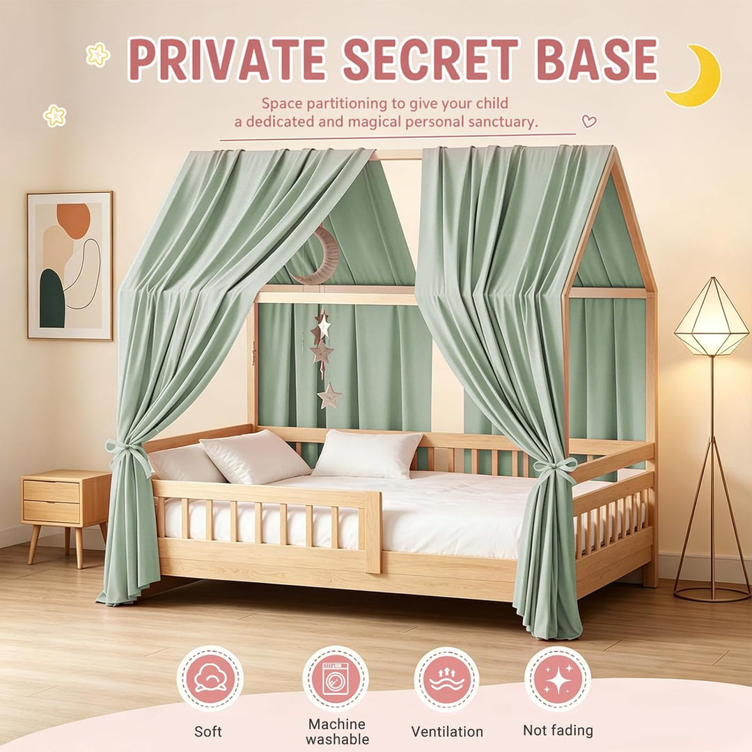 2 Stück Hausbett Himmel 67 x 270 cm Weich und Atmungsaktiv Baldachin Kinderzimmer Deko Betthimmel Ha
