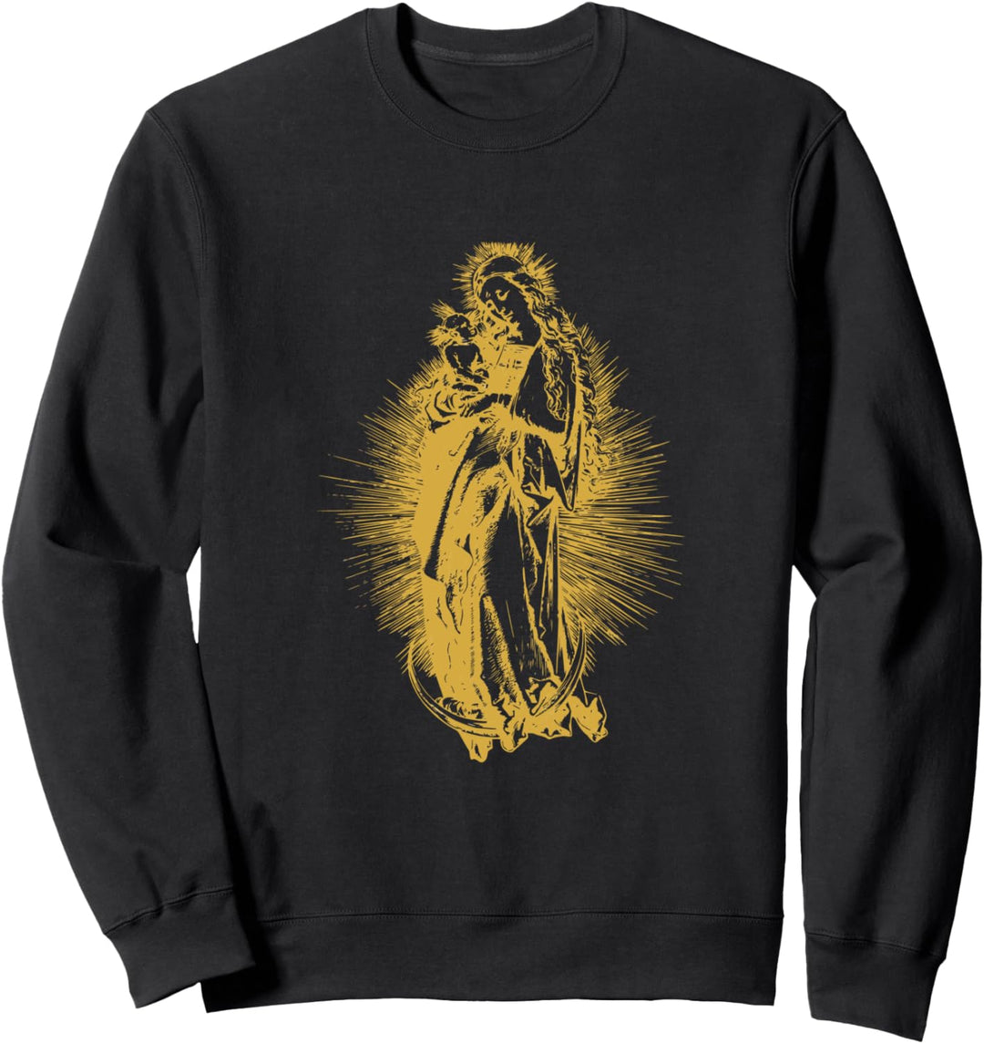 Virgin Mary Crescent Moon Catholic Vintage Sweatshirt