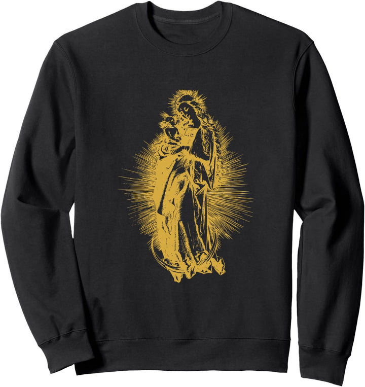 Virgin Mary Crescent Moon Catholic Vintage Sweatshirt