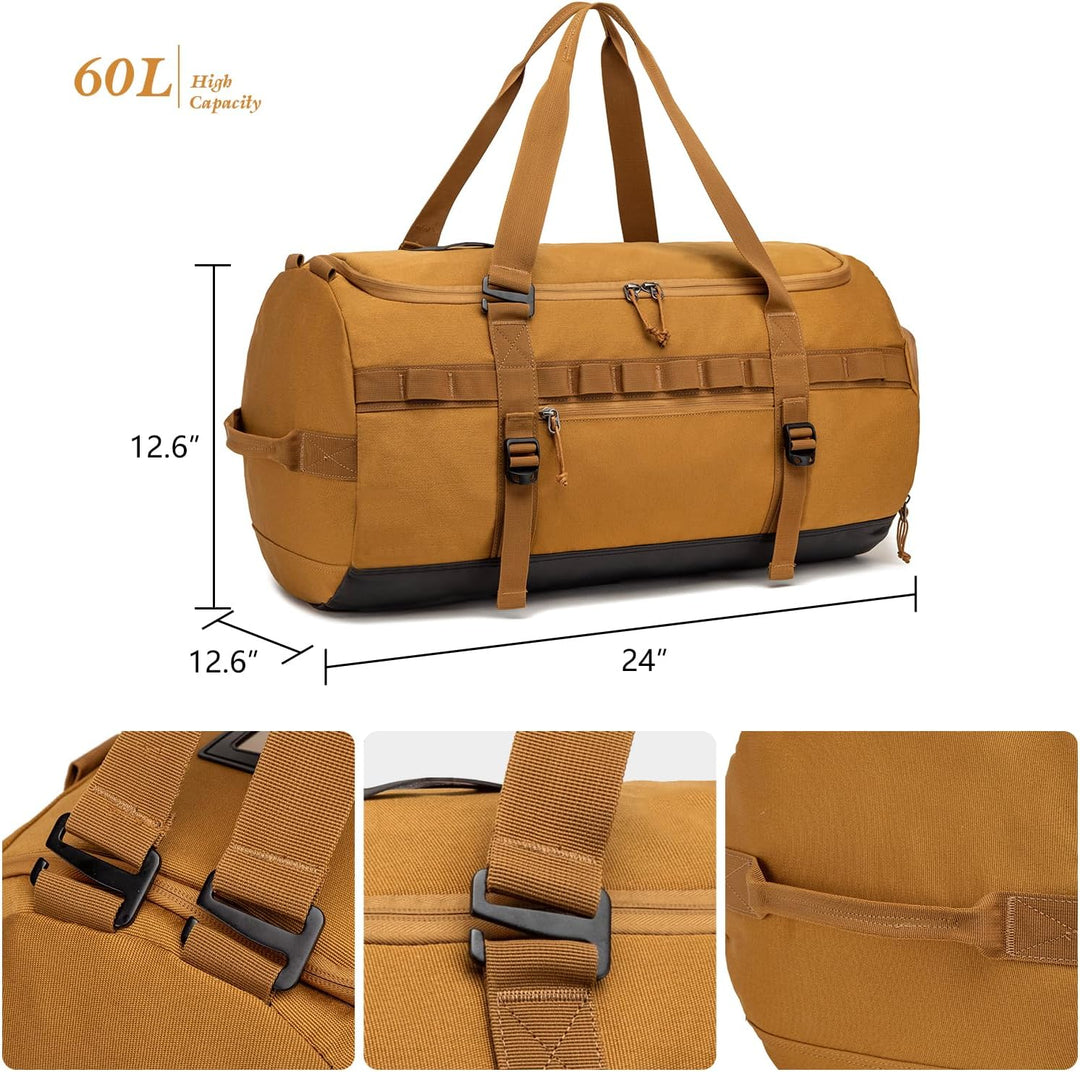 Sporttasche & Reisetasche 60L Gross Trainingstasche Herren Damen mit Schuhfach & Rucksack-Funktion L