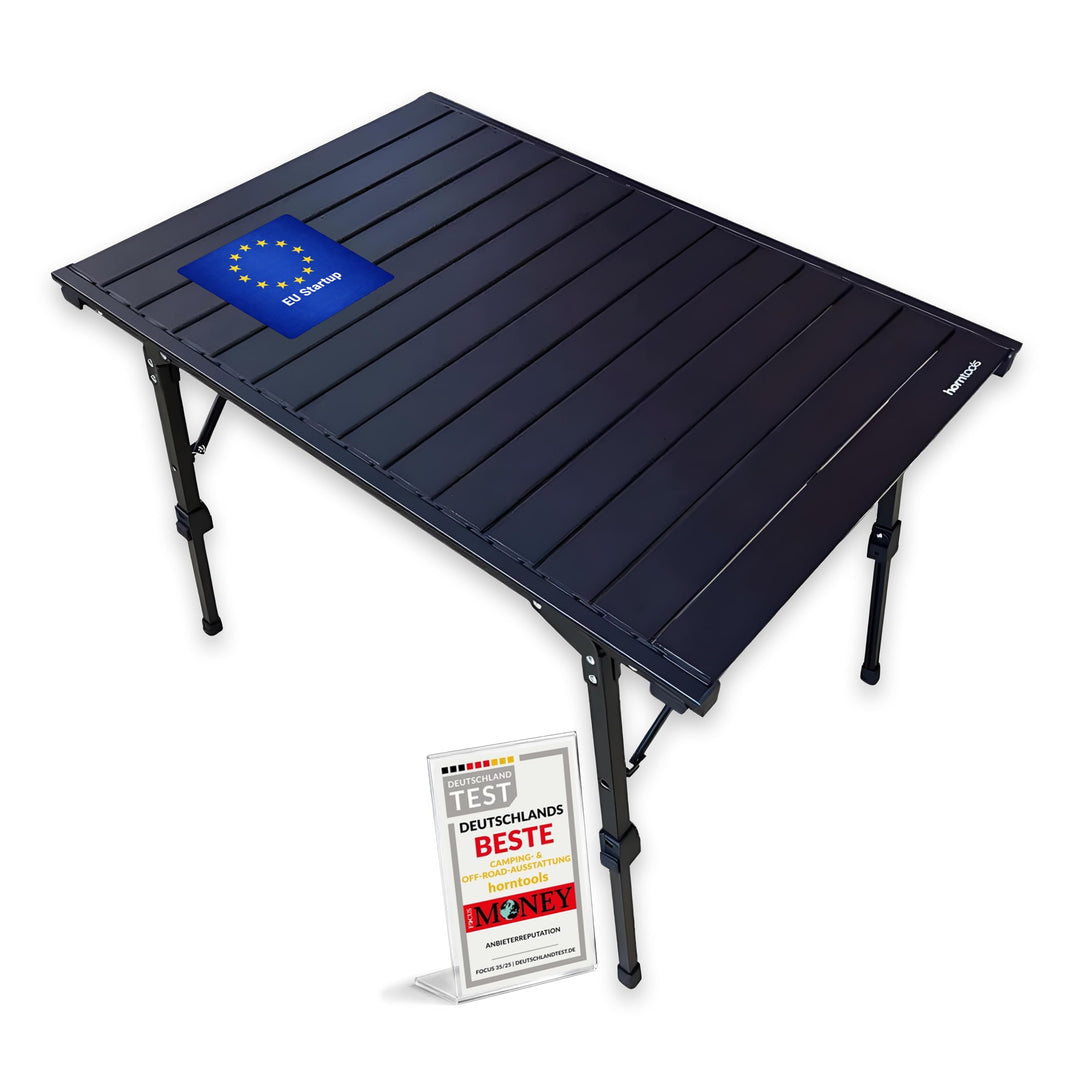 horntools Campingtisch - Leichter Klapptisch, Tragbar, Outdoor- und Campingnutzung, rollbar, sehr ko