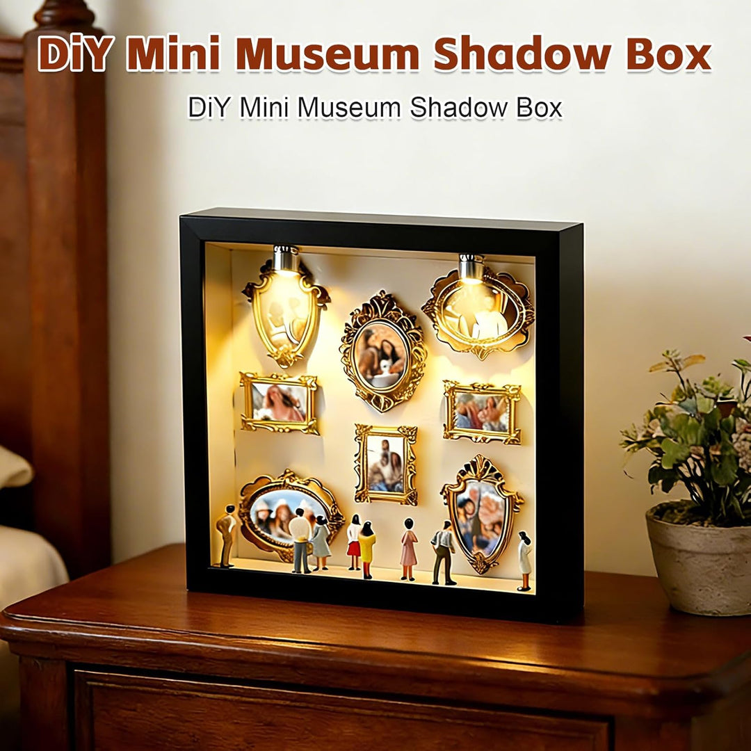 DIY Mini Museum Silhouette Box, Mini Bilderrahmen Vintage, Museum of Us - LED Licht, Figuren Mensche